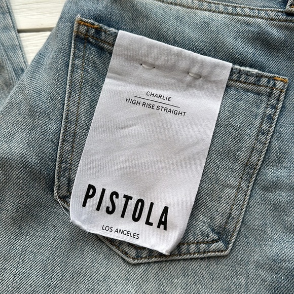 NWT Pistola Charlie High Rise Straight Jeans Raw Hem in Ruthless Wash size 25/0 - Picture 4 of 10